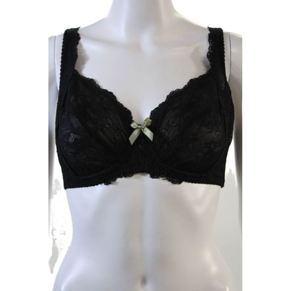 Fayreform Womens Lace Up Detail Bow Accent Underwire Bra Black Size 34E